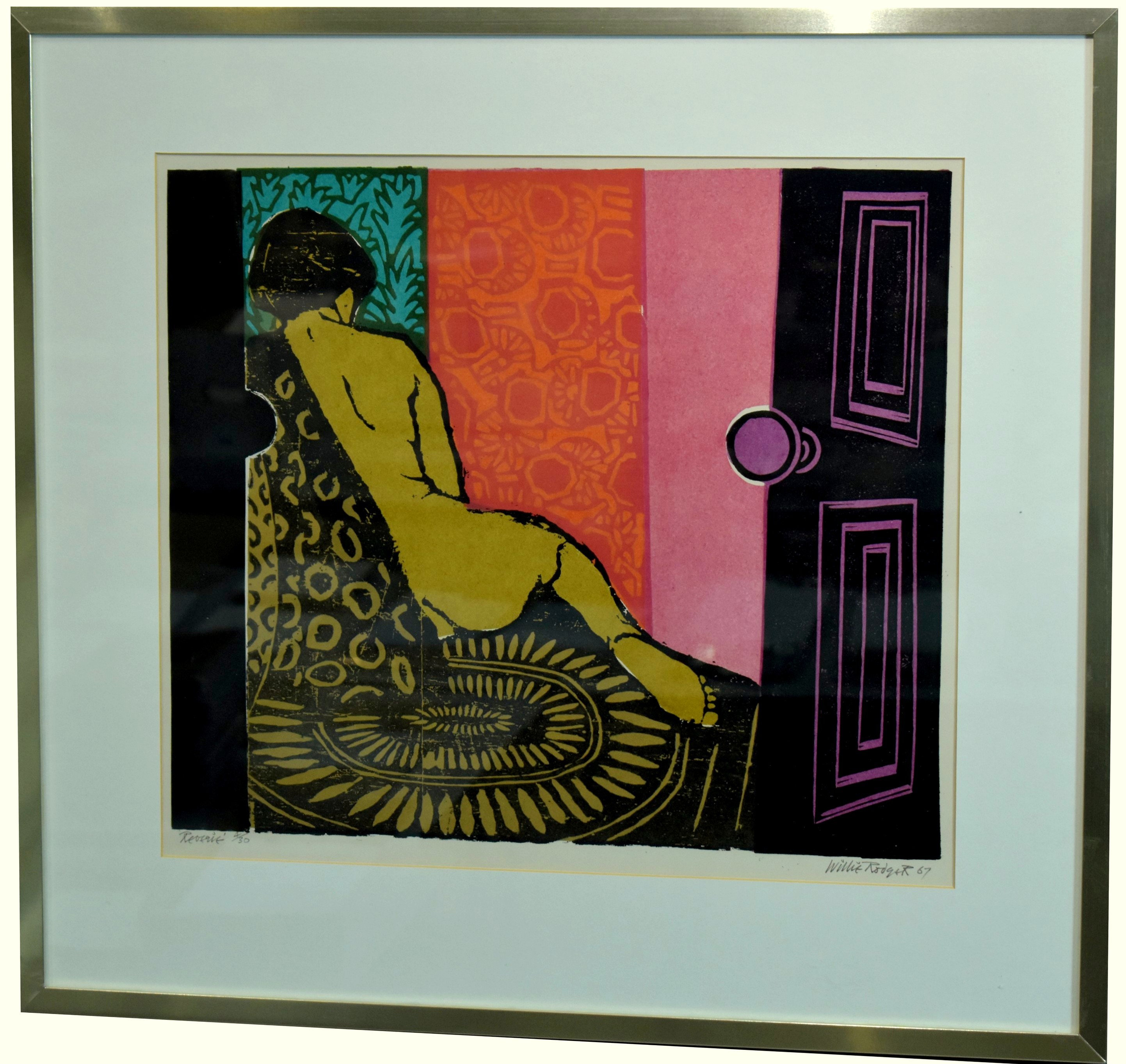 REVERIE, A LINO & WOODCUT BY WILLIE RODGER