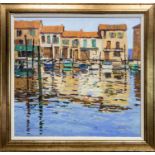 PORT OF MATIGUES, SOUTH FRANCE, AN OIL BY GEORGE DEVLIN