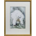 POLAR BEAR, A WATERCOLOUR BY CLAIRE HARKESS