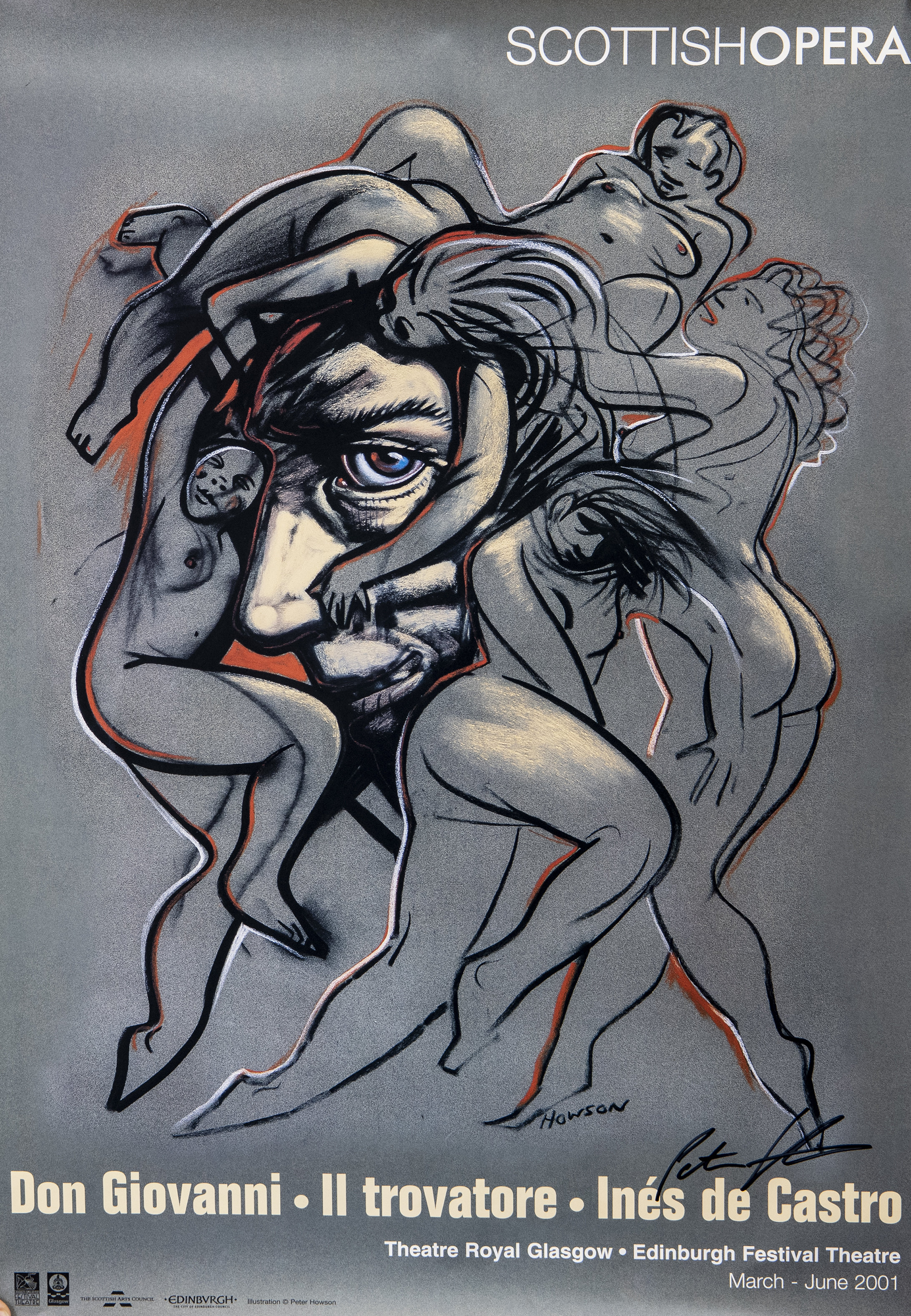 AN UNTITLED AND UNFRAMED PASTEL BY PETER HOWSON - Image 2 of 2