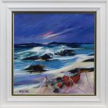 THE BEACH AT ALTHANDU, AN ACRYLIC BY SHELAGH CAMPBELL