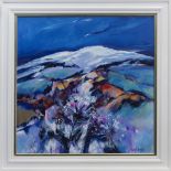 FIRST SNOWS, KINTYRE, AN ACRYLIC BY SHELAGH CAMPBELL