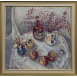 STILL LIFE WITH APPLES, AN OIL BY ANN MACMILLAN