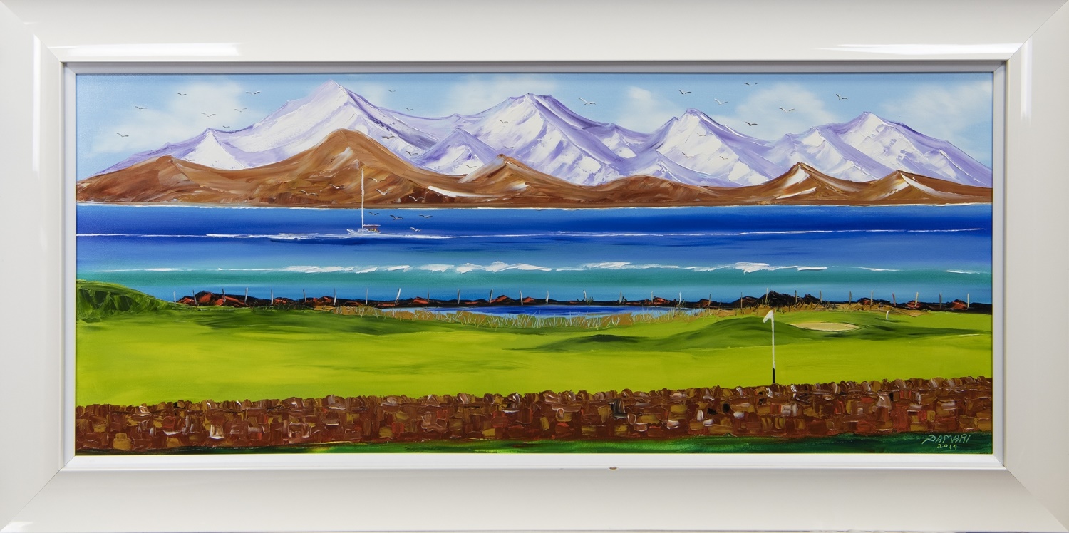 14TH GREEN AT WEST KILBRIDE GOLF CLUB, AN OIL BY JOHN DAMARI