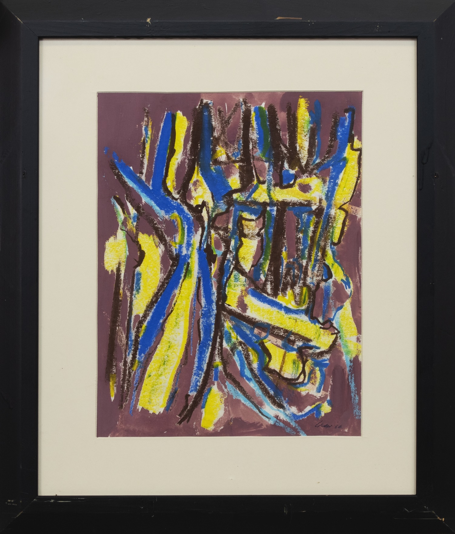 BLUE-YELLOW, A PASTEL AND ACRYLIC BY WILLIAM GEAR