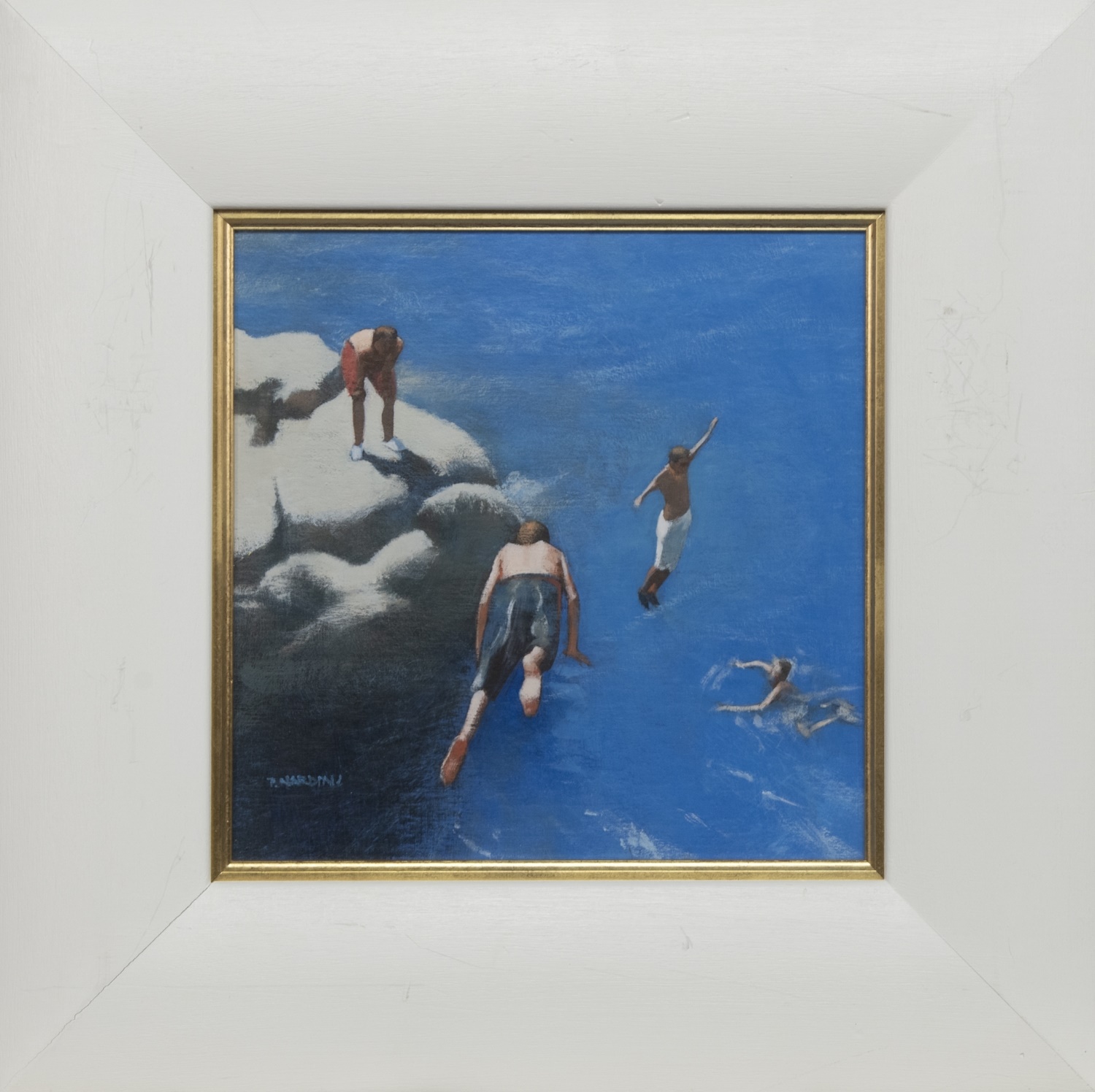 ROCK DIVING, NICE, AN ACRYLIC BY PETER NARDINI