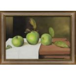 STILL LIFE OF GREEN APPLES, AN OIL BY ANDREW WALKER