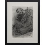 STUDY FOR "THE PENITENCE OF KING DAVID" NO. 4, A CHARCOAL BY PETER HOWSON