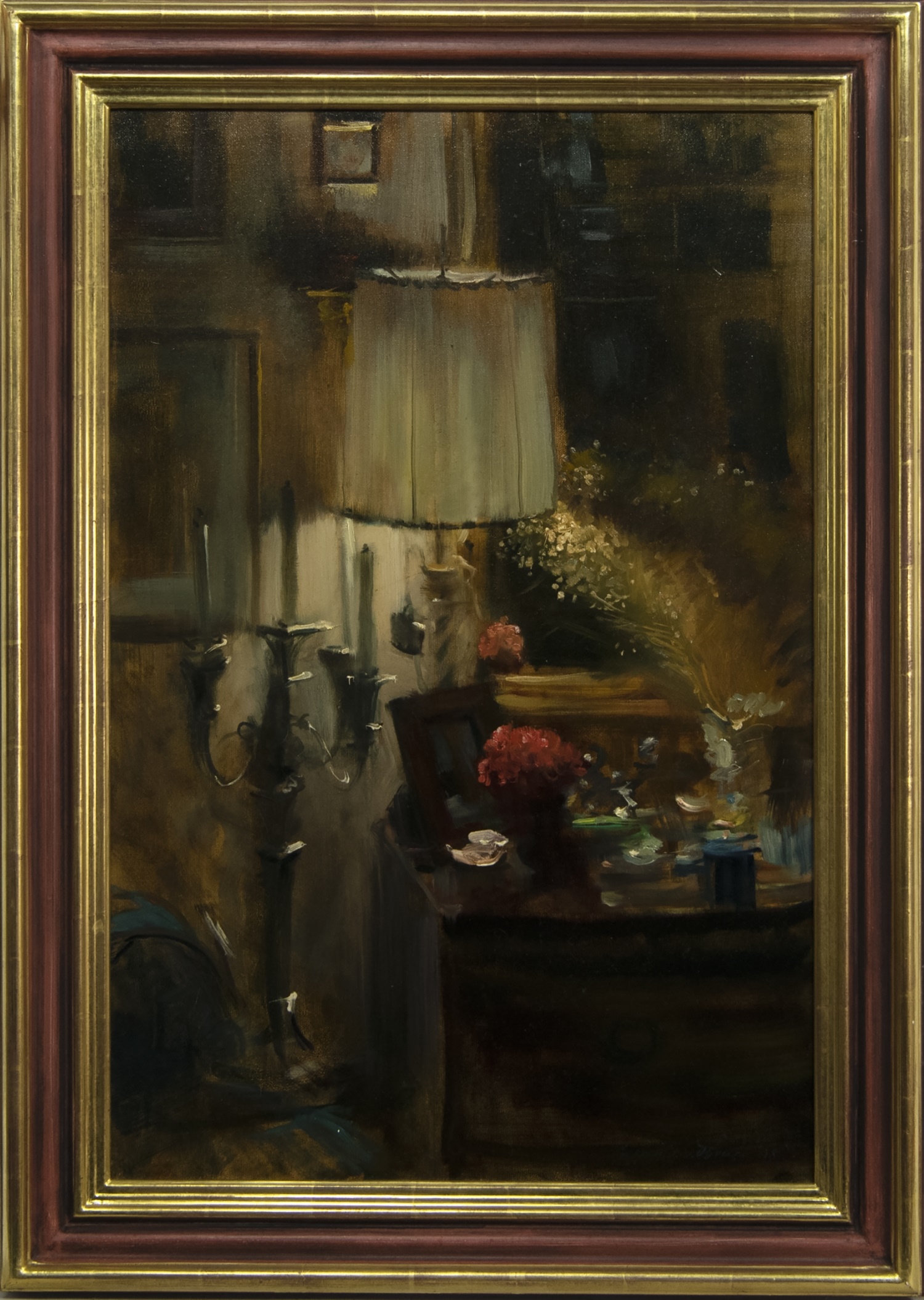 NO. 1 JEANNE'S DRESSING TABLE IV, AN OIL BY GEORGE J D BRUCE