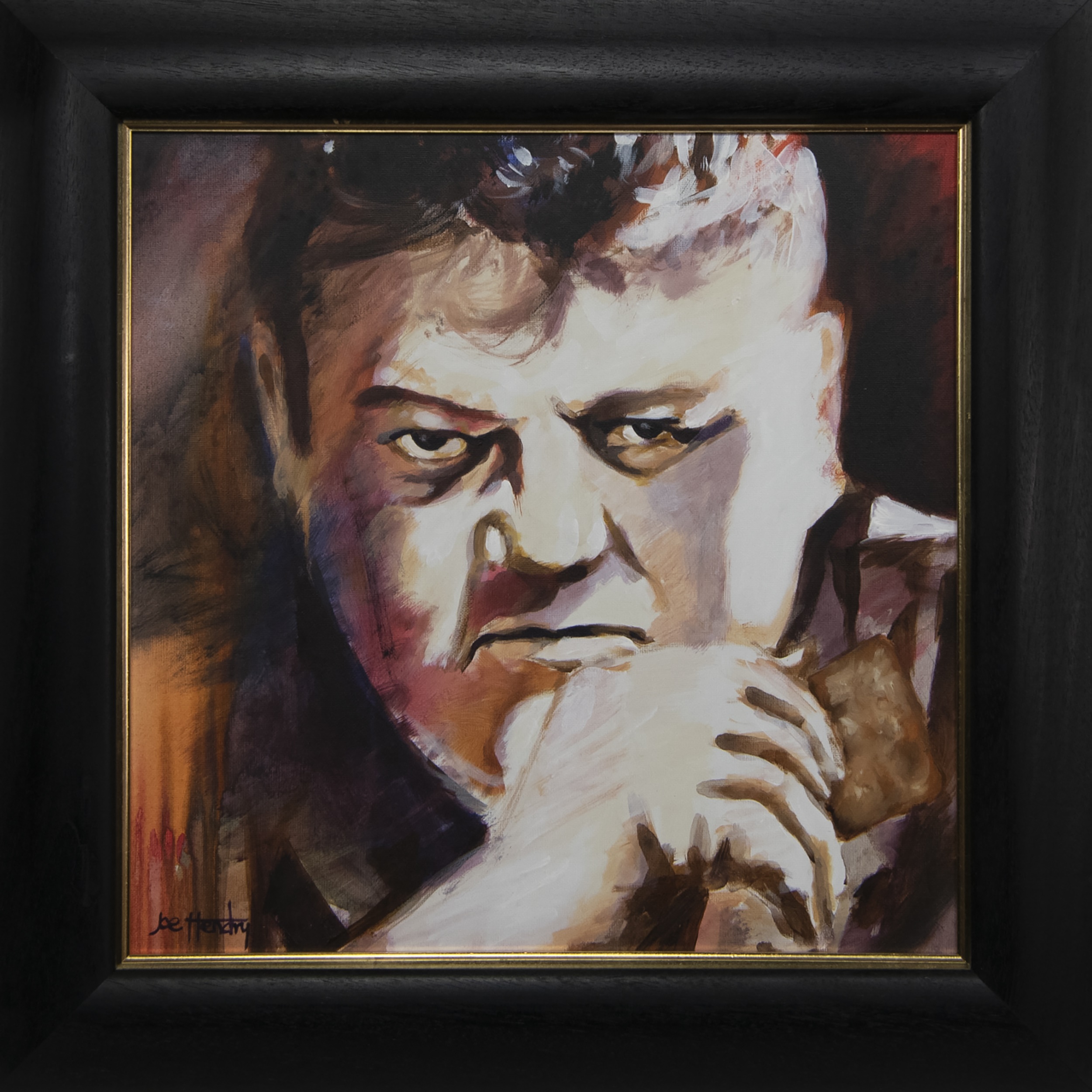 CRACKER (STUDY OF ROBBIE COLTRANE), AN ACRYLIC BY JOE HENDRY