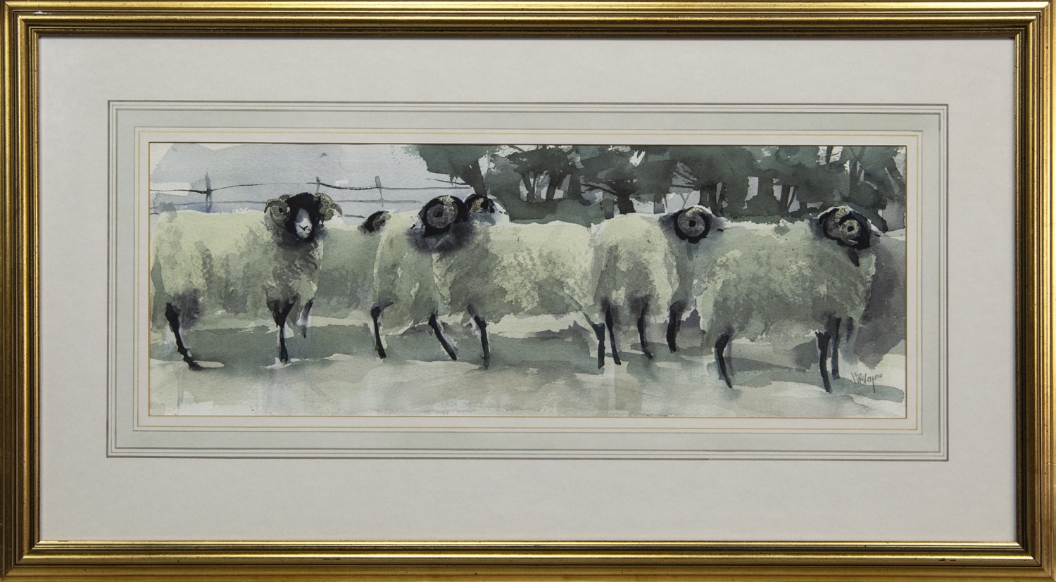 THE FLOCK, A WATERCOLOUR BY MARY ANN ROGERS