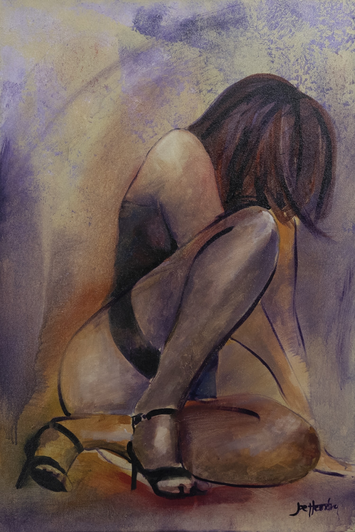 ANOTHER SHY GIRL, AN ACRYLIC BY JOE HENDRY