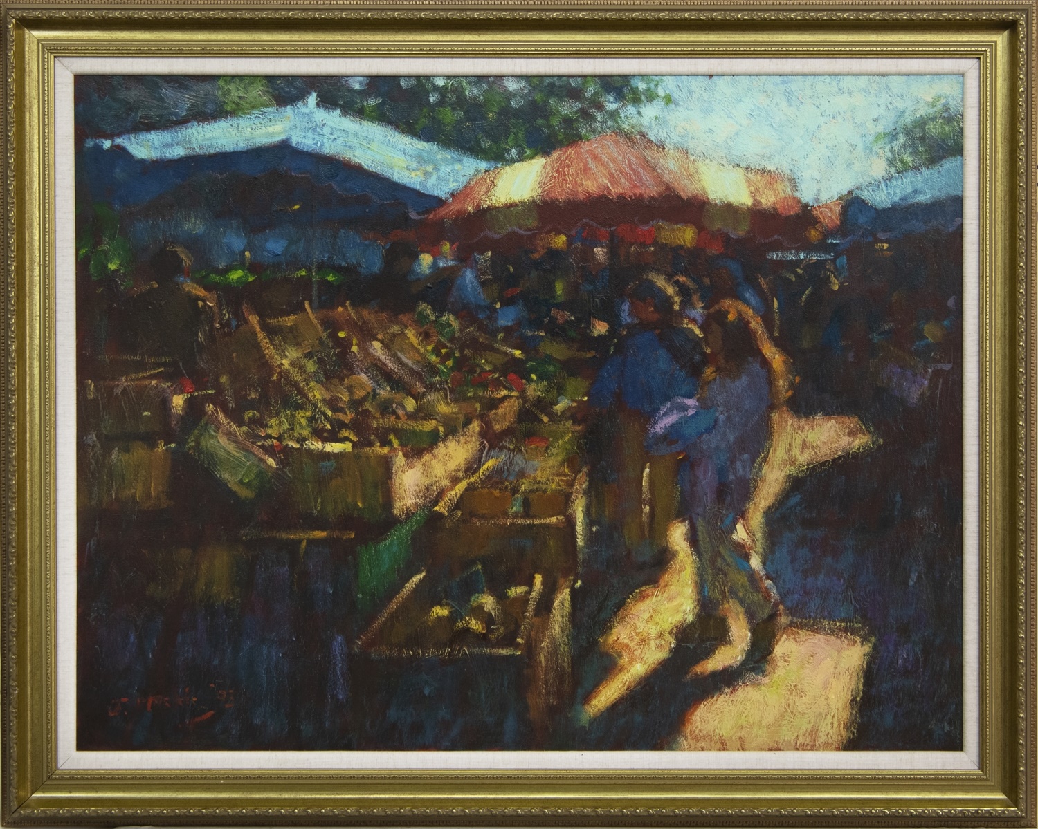 THE MARKET, A LA CROIX VALMER, AN OIL BY JOHN MACKIE