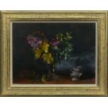 NO. 36, FLOWERS WITH MY SMALLEST JUG, AN OIL BY GEORGE J D BRUCE