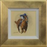 CHESNUT WITH THE BLUE SILKS, AN ACRYLIC BY ELIZABETH MCCRINDLE