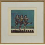 CHORUS LINE, A COLOURED ETCHING BY TIM COCKBURN