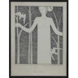 WOMAN WITH BIRDS, A LITHOGRAPH BY HANNAH FRANK