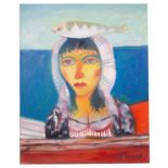 A PORT SETON BELLE, AN OIL BY JOHN BELLANY