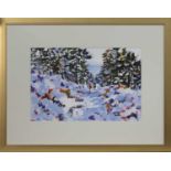 SNOW IN GLEN TANAR (ROYAL DEESIDE), AN ACRYLIC BY KATHLEEN BREMNER