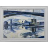 THE CLYDE FROM UNDER THE KINGSTON BRIDGE, AN OIL BY HELEN MCDONALD MATHIE