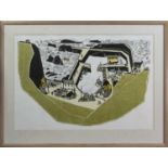 LANDLUBBER'S VEIW OF ST ABBS, A WOODBLOCK PRINT BY WILLIE RODGER