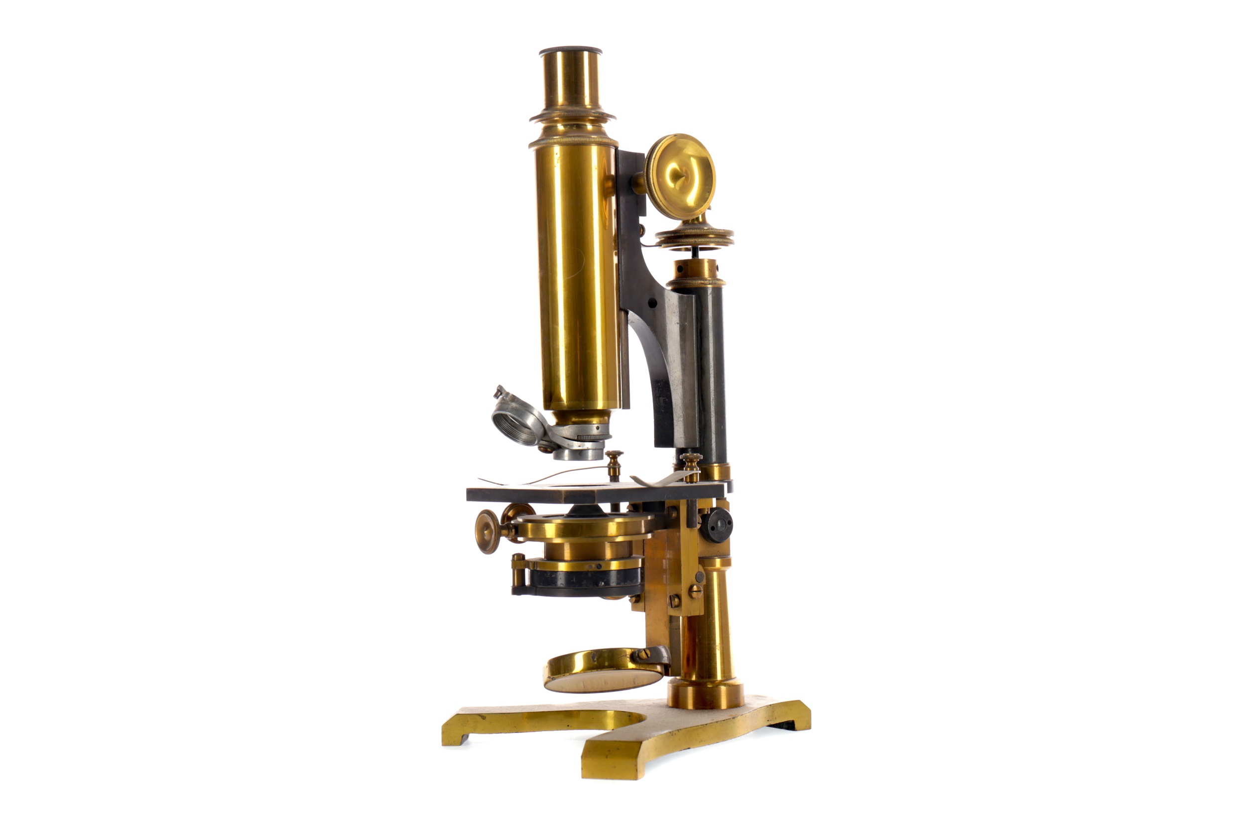 A BRASS MONOCULAR 'CHALLENGE' MICROSCOPE BY J. LIZARS