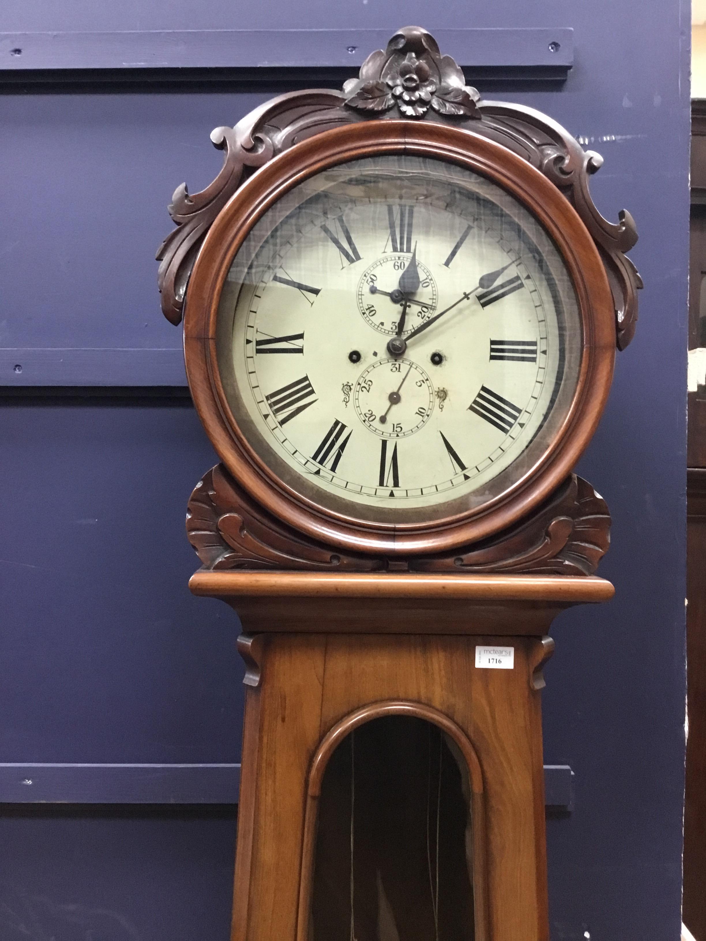 A VICTORIAN SCOTTISH WALNUT DRUMHEAD LONCASE CLOCK