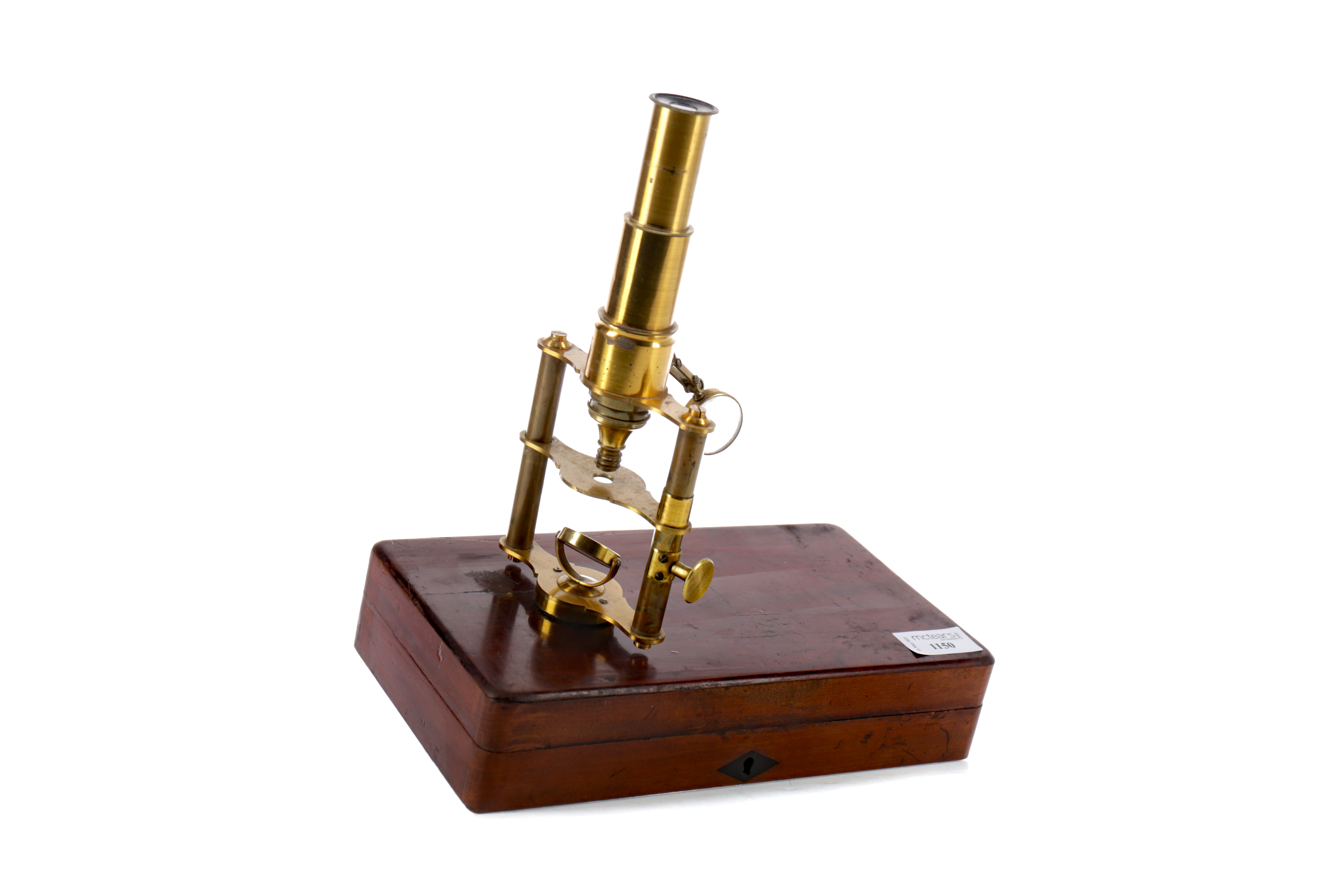 A 19TH CENUTRY FRENCH BRASS MONOCULAR MICROSCOPE