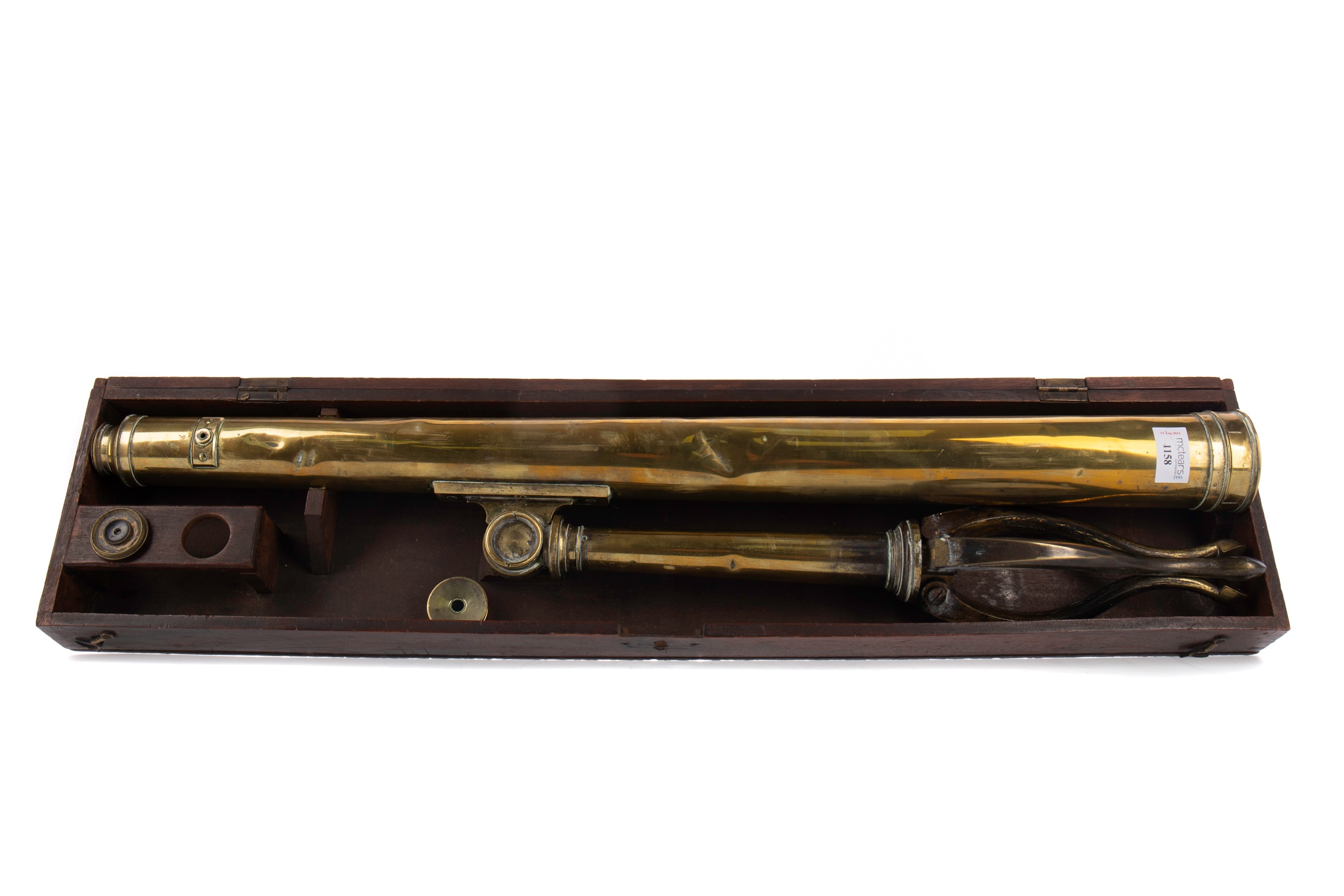 A MID-19TH CENTURY BRASS LIBRARY TELESCOPE BY W&S JONES