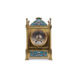 A LATE 19TH CENTURY BRASS AND CLOISONNÉ MANTEL CLOCK