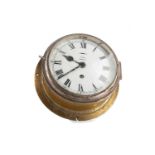 A BRASS CASED SHIP'S BULKHEAD CLOCK BY STORY OF BARROW