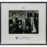 A FRAMED SIGNED PHOTOGRAPH OF BILLY RITCHIE, JOHN GREIG AND JIMMY MILLER