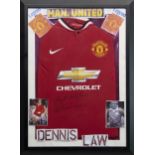 A MANCHESTER UNITED F.C. JERSEY SIGNED BY DENNIS LAW