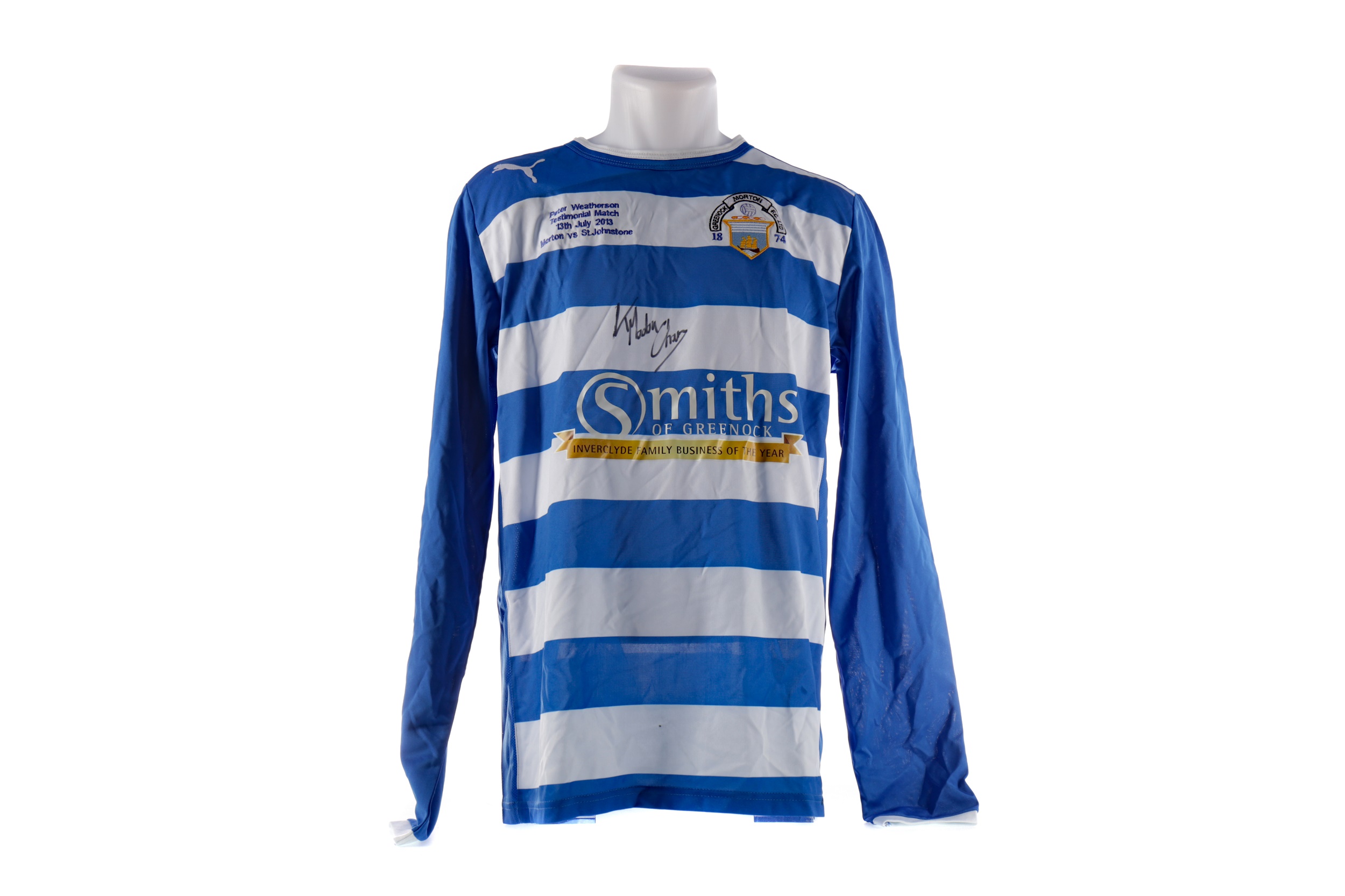 A SIGNED GREENOCK MORTON FOOTBALL CLUB JERSEY