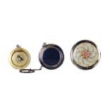 A CHARMING GUILLOCHE ENAMEL COMPACT AND TWO OTHERS