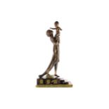 AN ART DECO BRONZED SPELTER FIGURE GROUP OF A MOTHER AND CHILD