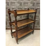 A MAHOGANY THREE TIER WHATNOT