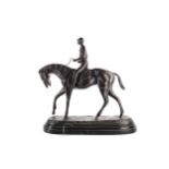 AN EARLY 20TH CENTURY BRONZE FIGURE OF A HORSE AND JOCKEY