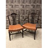 A SET OF EIGHT HEPPLEWHITE STYLE MAHONGANY DINING CHAIRS