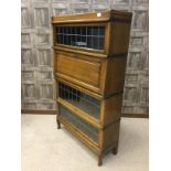 A GLOBE WERNICKE OAK SECTIONAL SECRETAIRE BOOKCASE