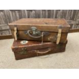 A LATE 19TH CENTURY GENTLEMAN'S LEATHER TRAVEL CASE AND ANOTHER