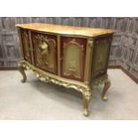 A ROCOCO STYLE MARBLE TOPPED CREDENZA