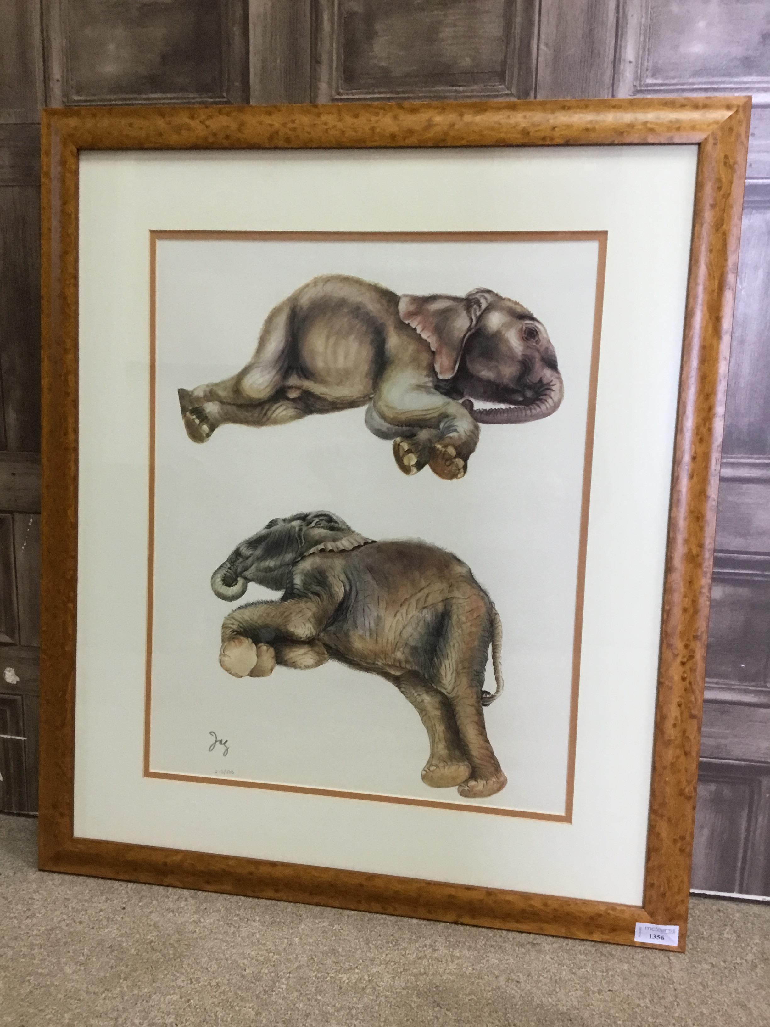 BABY ELEPHANTS, A LIMITED EDITION PRINT BY JOY ADAMSON