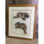 BABY ELEPHANTS, A LIMITED EDITION PRINT BY JOY ADAMSON