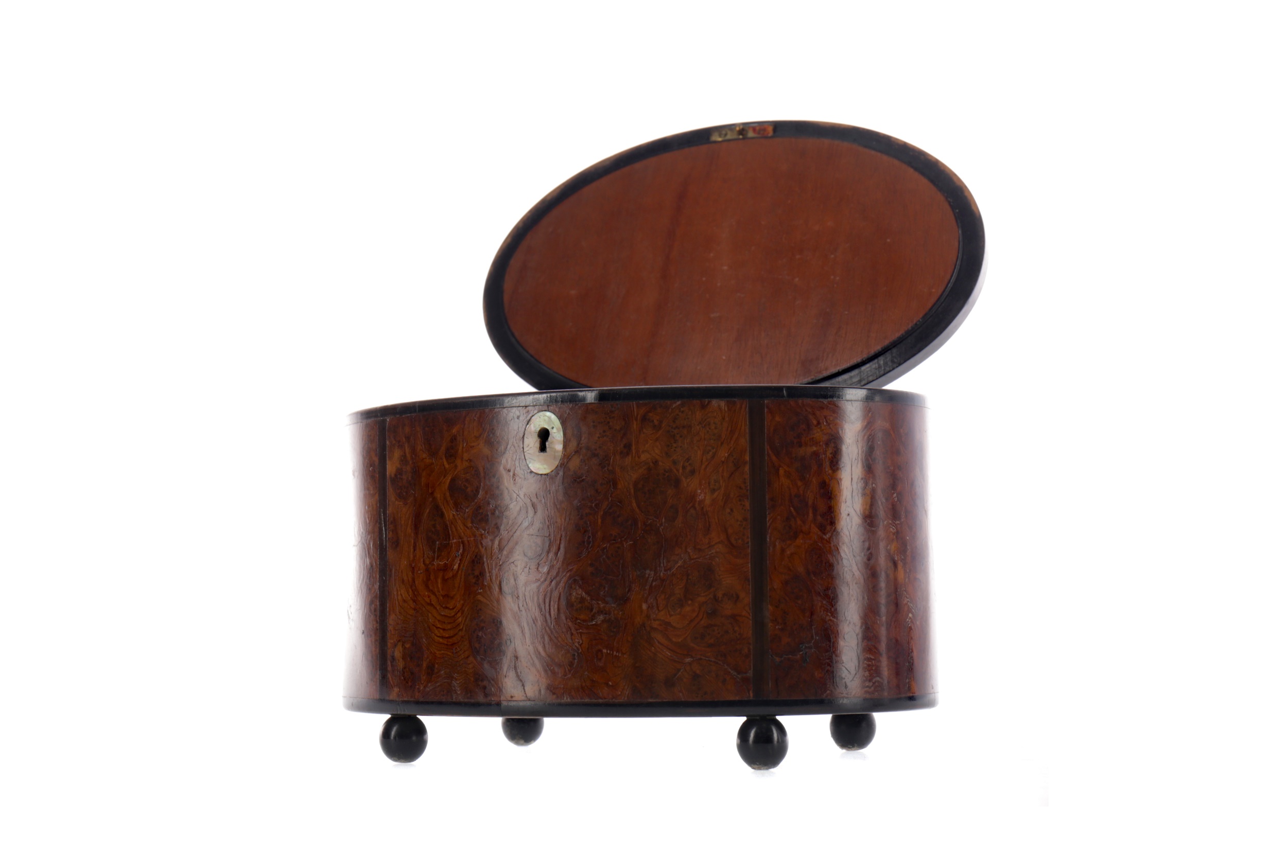 A VICTORIAN BURR WALNUT CADDY