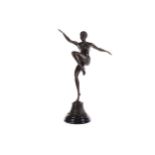 AN ART DECO STYLE BRONZE FIGURE OF A DANCER AFTER FERDINAND PRIESS