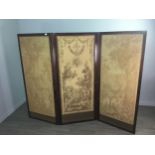 A VICTORIAN THREE PANEL DRESSING SCREEN