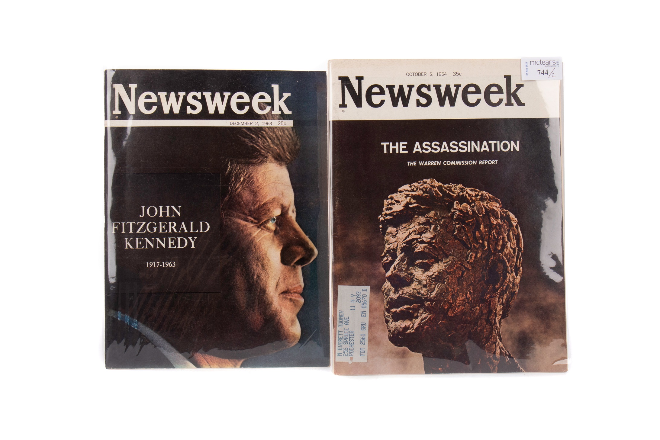 TWO COPIES OF NEWSWEEK COMMEMORATING THE ASSASSINATION OF JOHN F. KENNEDY