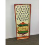 A VINTAGE FAIRGROUND HAND PAINTED 'WINNING NUMBERS' GAME BOARD
