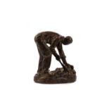 A BRONZE FIGURE OF A MINER BY AIME-JULES DALOU